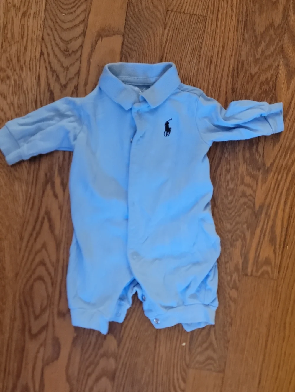 Ralph Lauren Light Blue Polo-Style Baby One-Piece Bodysuit